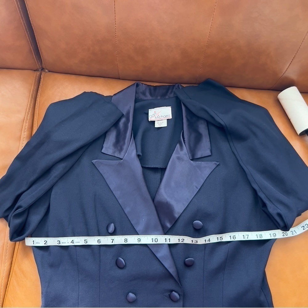 Dani Michaels Women’s Sz 10 Navy Blue Structured Double Breasted Blazer Jacket - Picture 5 of 6